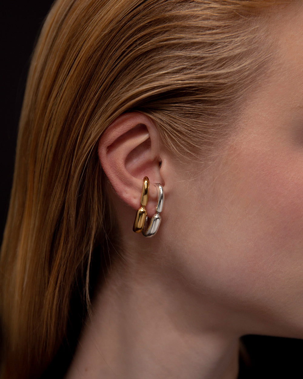 Silver And Gold Earring Set Hope Huggie Earrings Silver, Vermeil