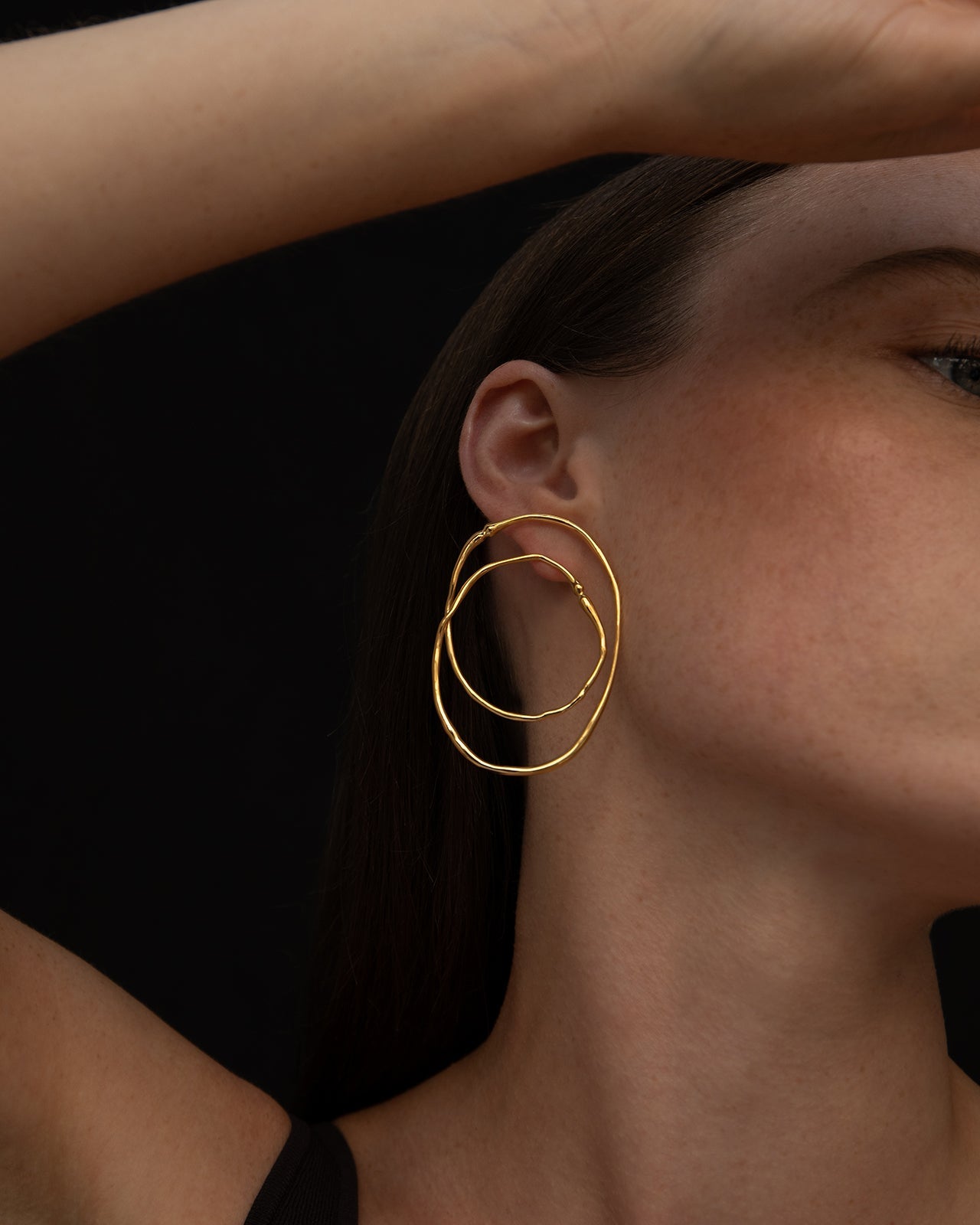 Hope Small Double Hoop Earrings In Vermeil – Mara Paris