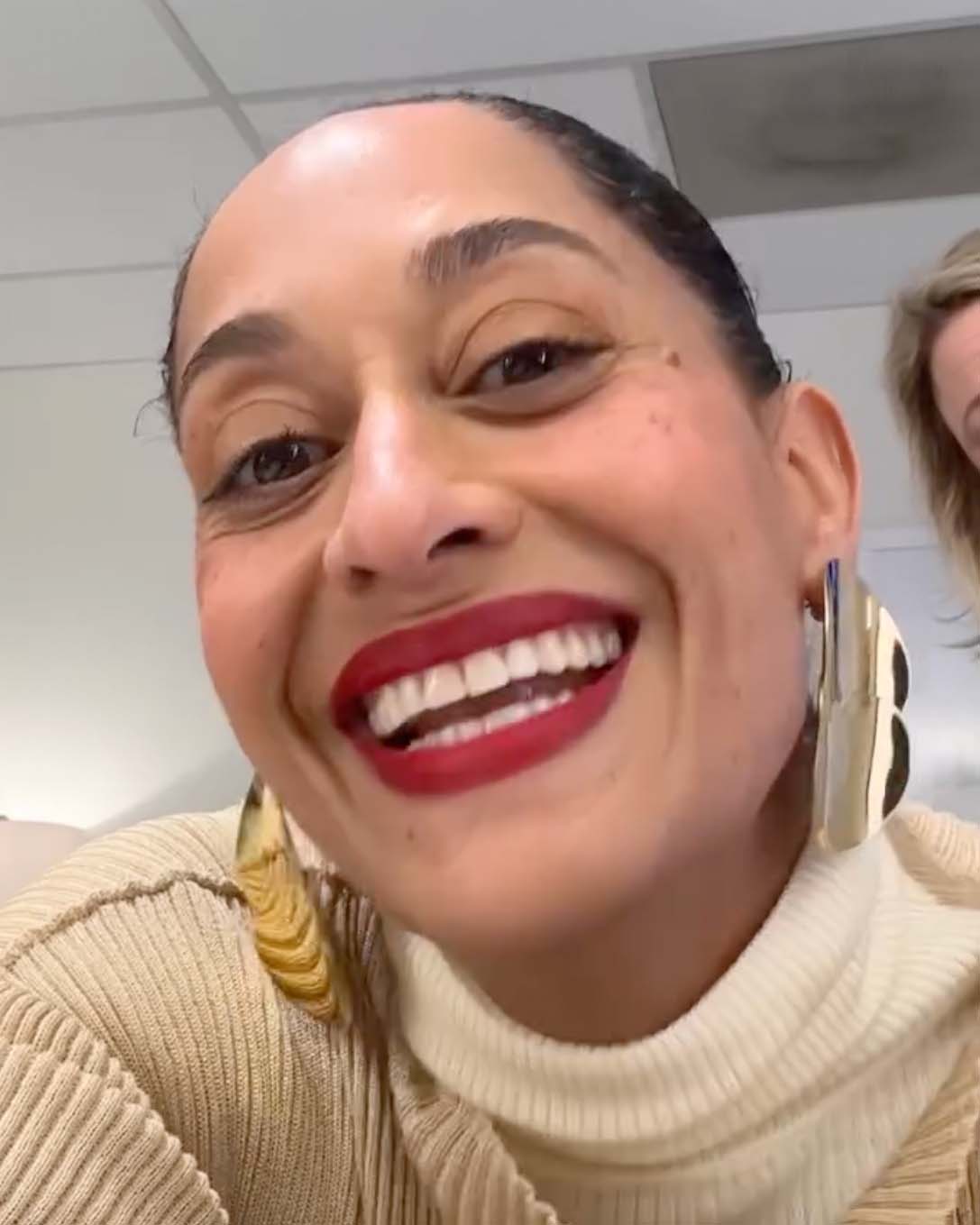 Tracee Ellis Ross  is wearing Eucalyptus Earrings, Gold Plated