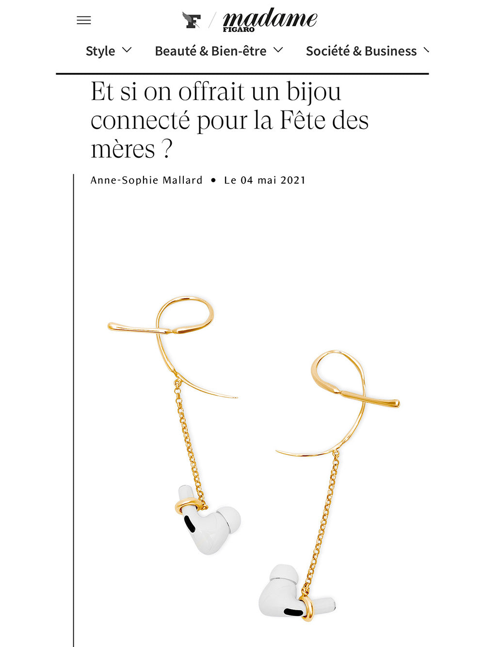 Madame Figaro Features Mara Paris' Pod Cuff, Highlighting Its Innovative Design