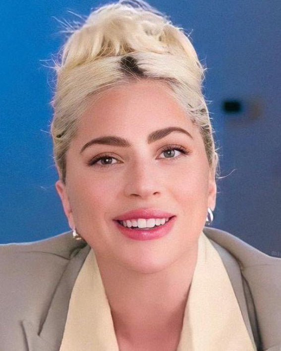 Lady Gaga is wearing Hope Hoop Earrings while receiving Harvard Cultural Rhythms 2022 Artist of the Year award