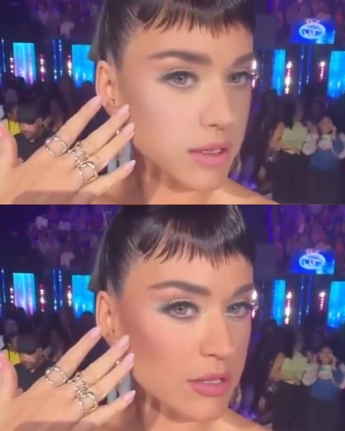 Katy Perry is wearing Hope Double Ring, Hope Core Ring, Hope Open Ring for American Idol