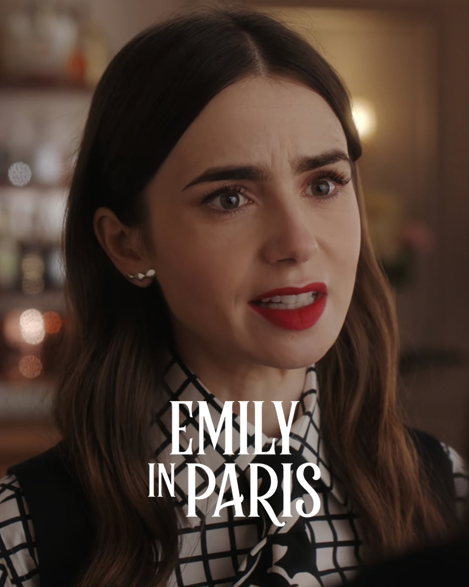 Emily (Lily Collins) is wearing Flux Earrings in Emily in Paris Season 4 Episode 7