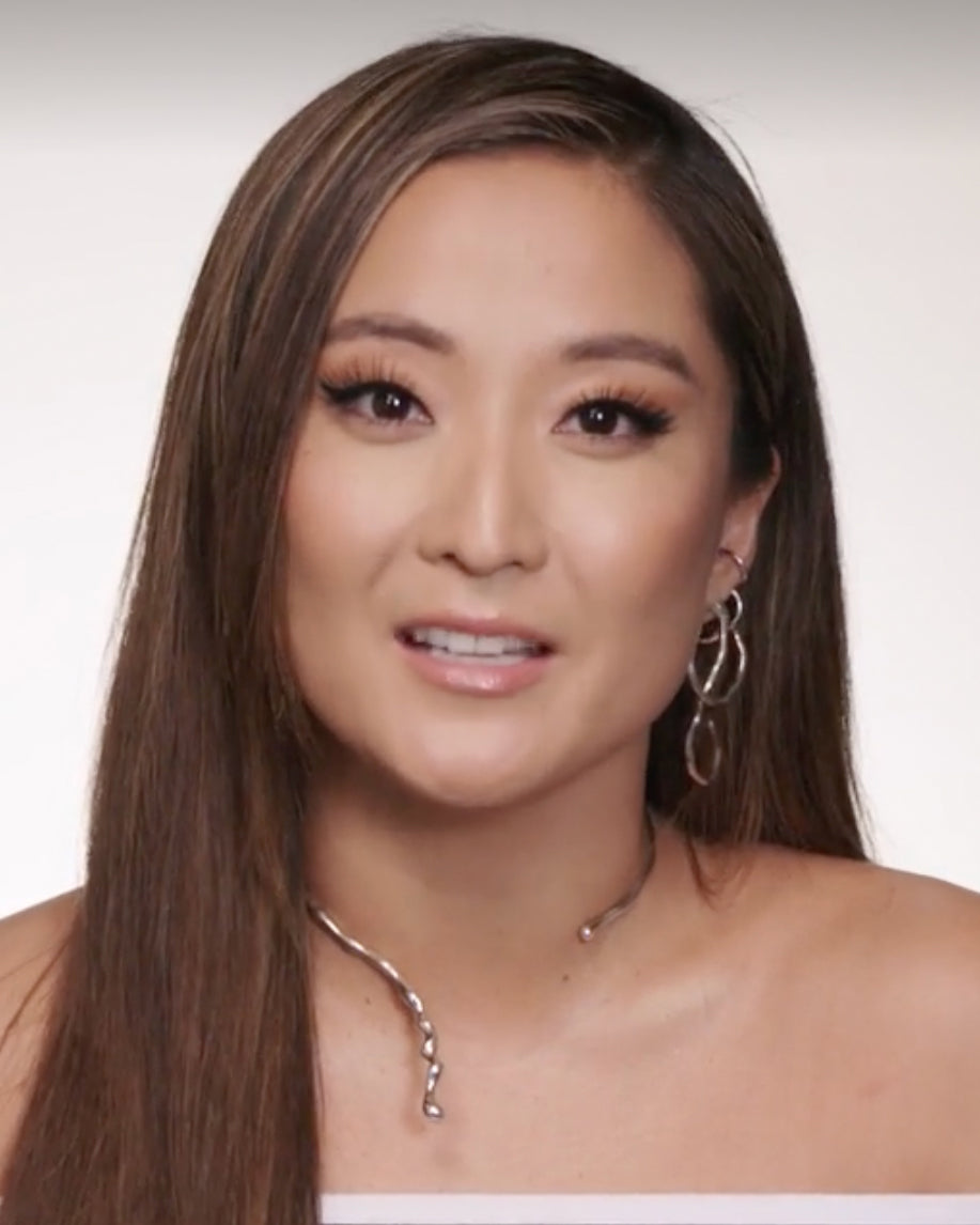 Ashely Park is wearing Poem Necklace, Aino Earrings for Woman's Health Magazine