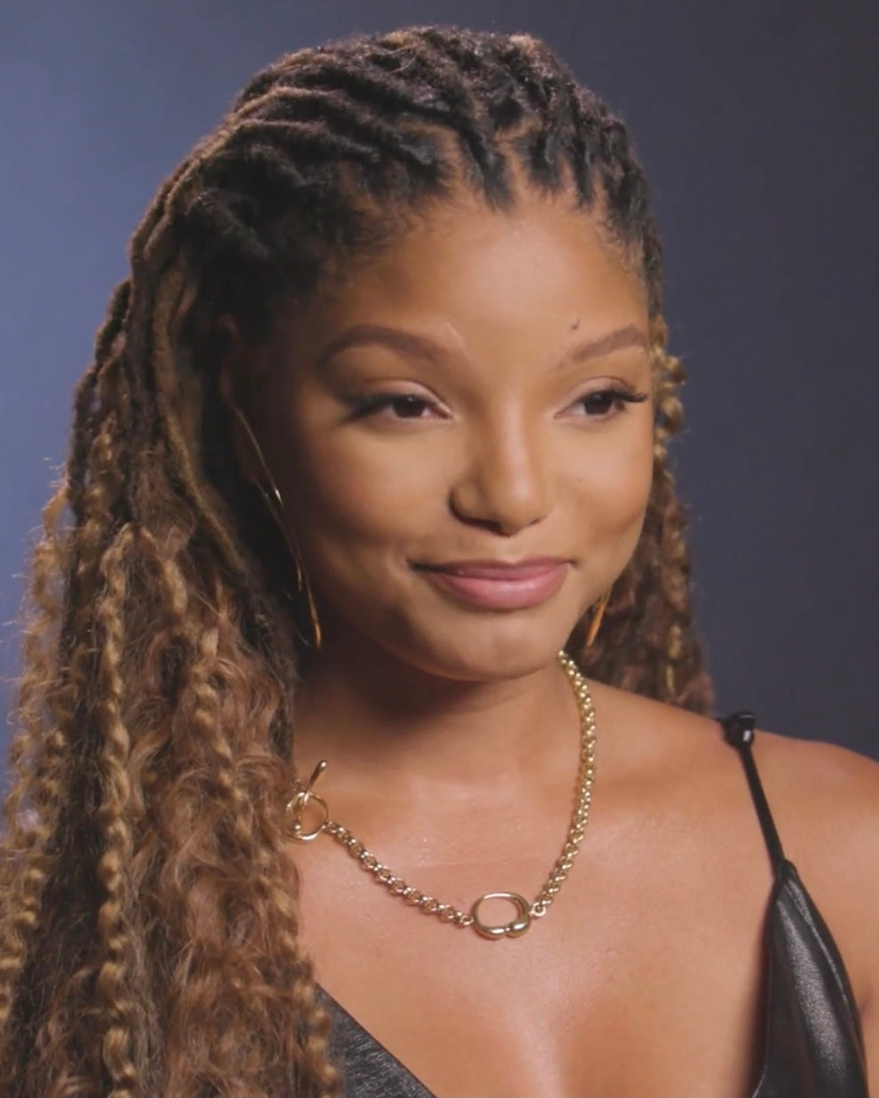 Halle Bailey is wearing Hope Double Hoop Earrings, Gold Plated, Hope Toggle Chain Necklace in Gold Vermeil, Hope Talisman Pearl Earrings for Variety Magazine - The Young Hollywood Issue, cover article