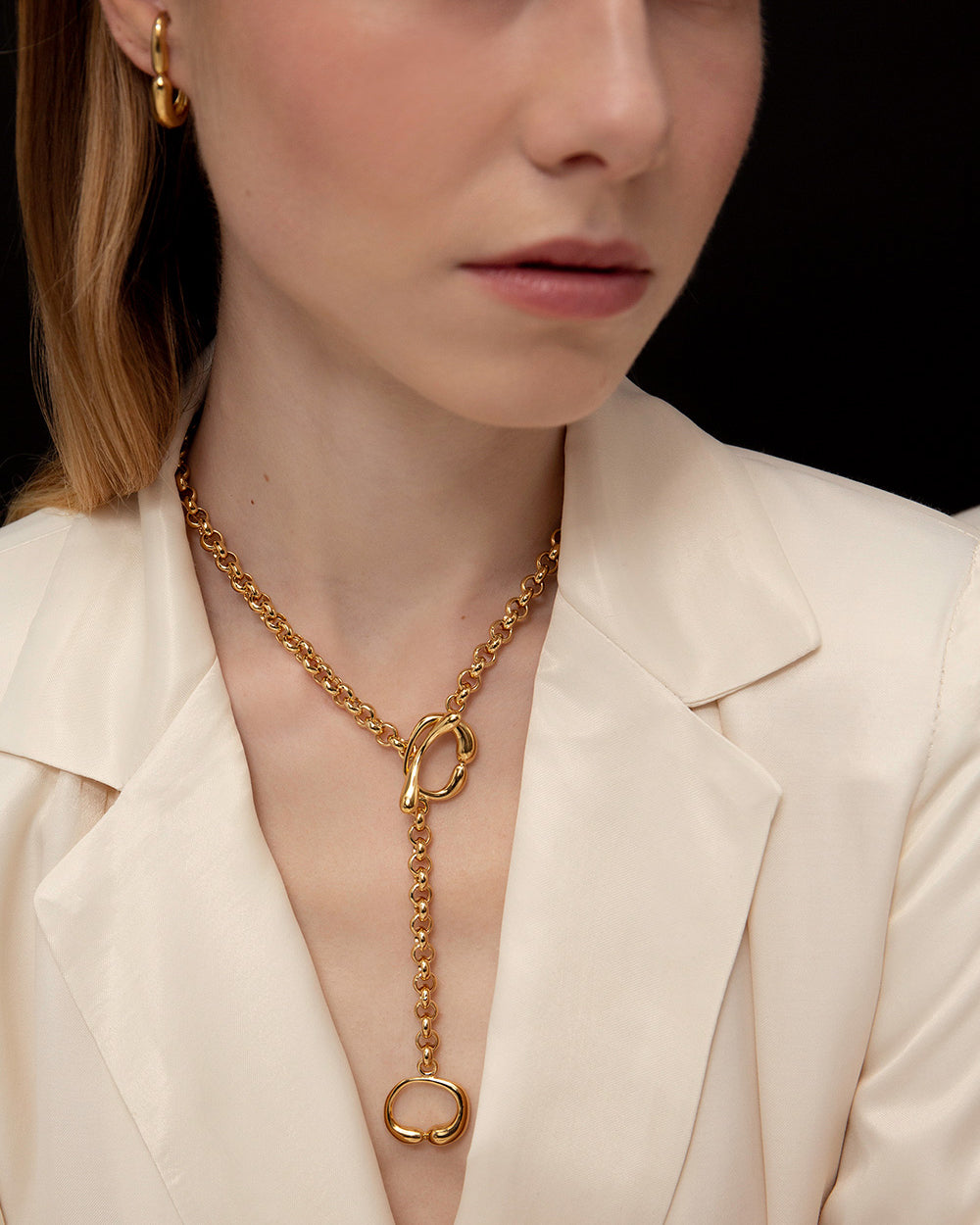 Hope Double Toggle Chain Necklace In Gold Vermeil