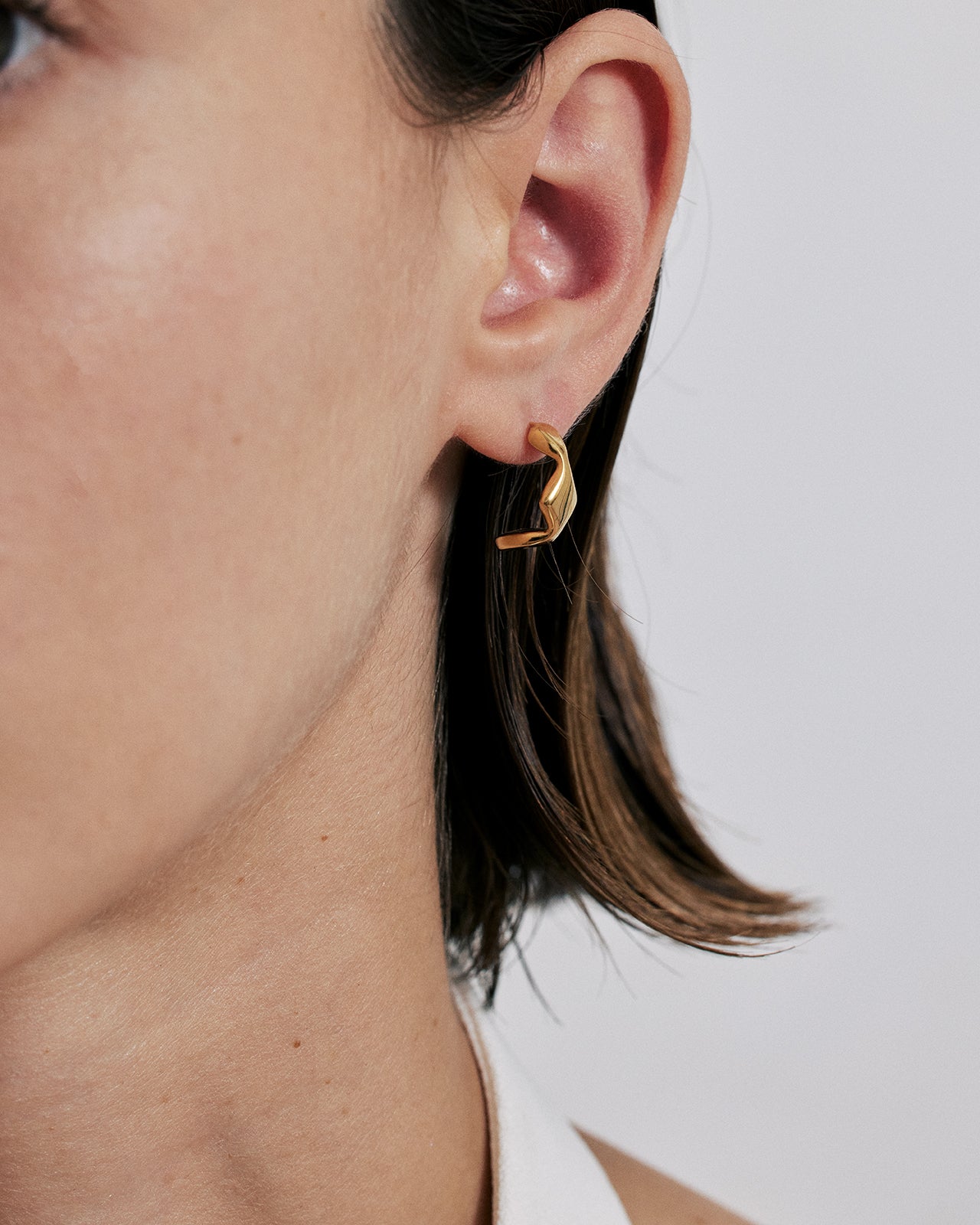 Flux Open Hoop Earrings In Gold Vermeil