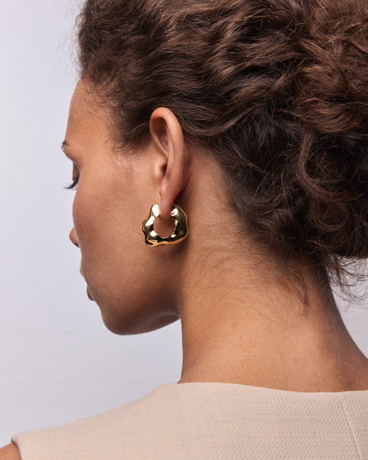 Lunar Large Hinged Earrings In Gold Vermeil