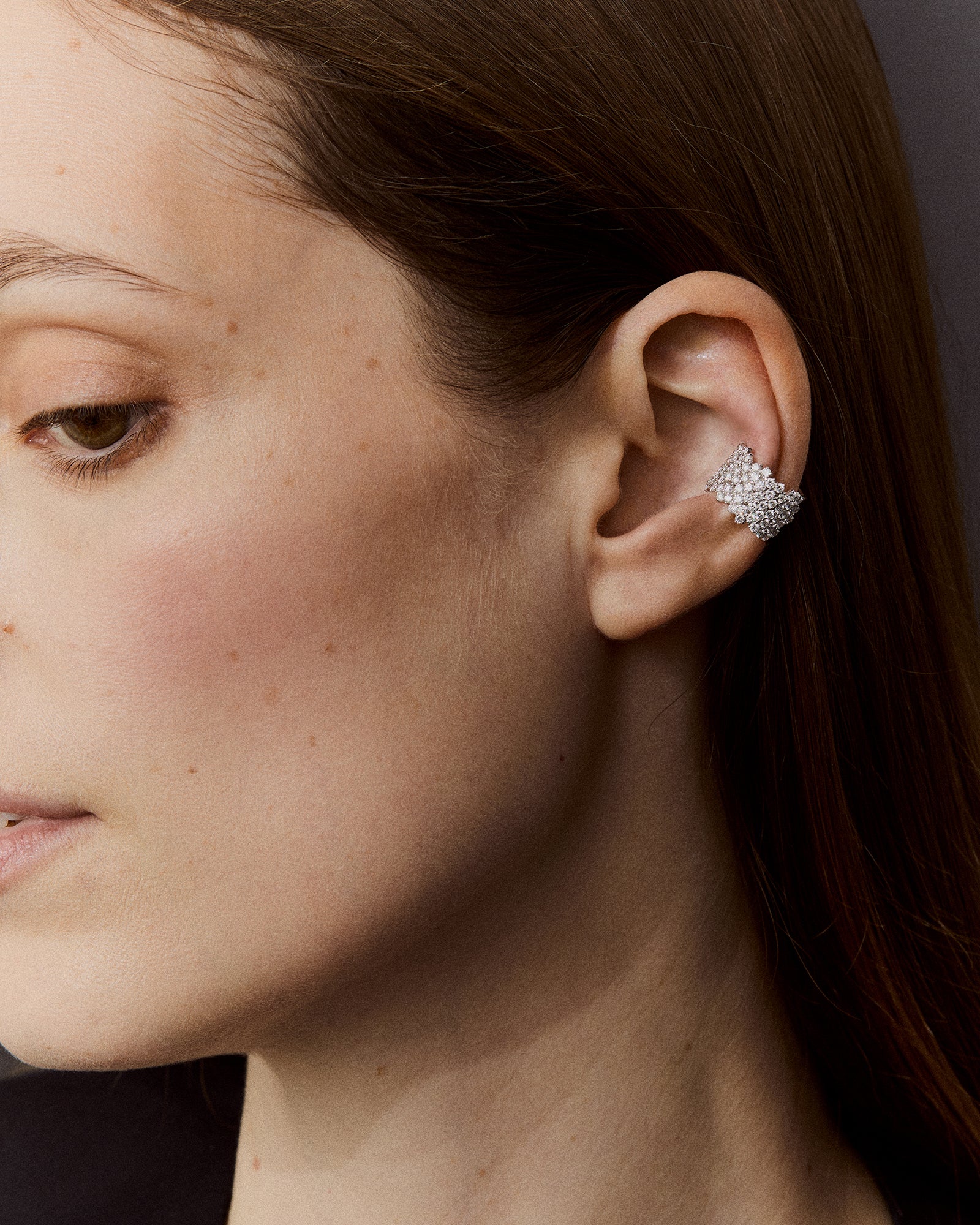 Etheral Glow Ear Cuff in White Gold