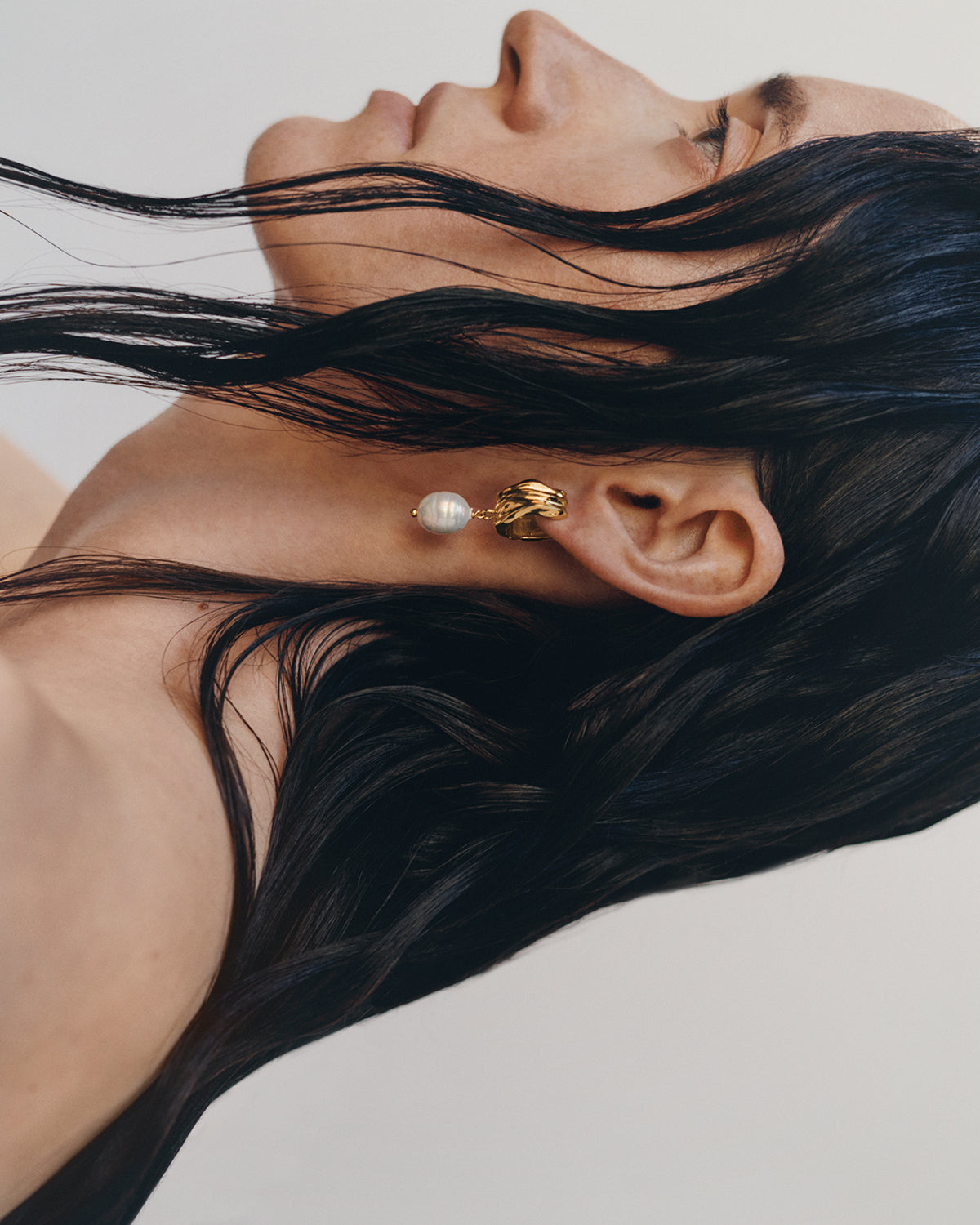 Aurora Pearl Drop Hoops in Gold Vermeil