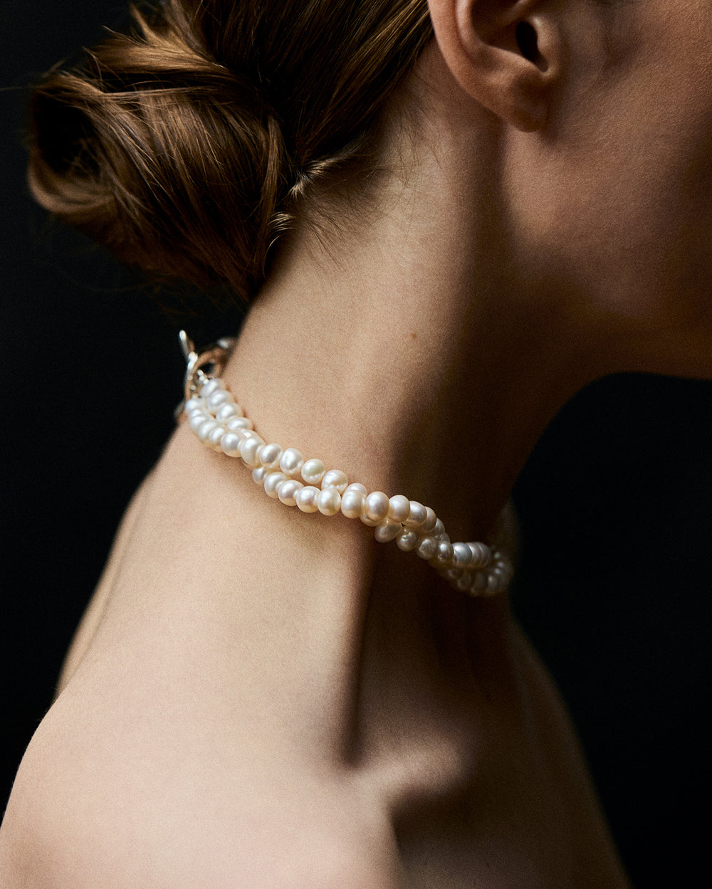 White Double Pearl Hope Necklace