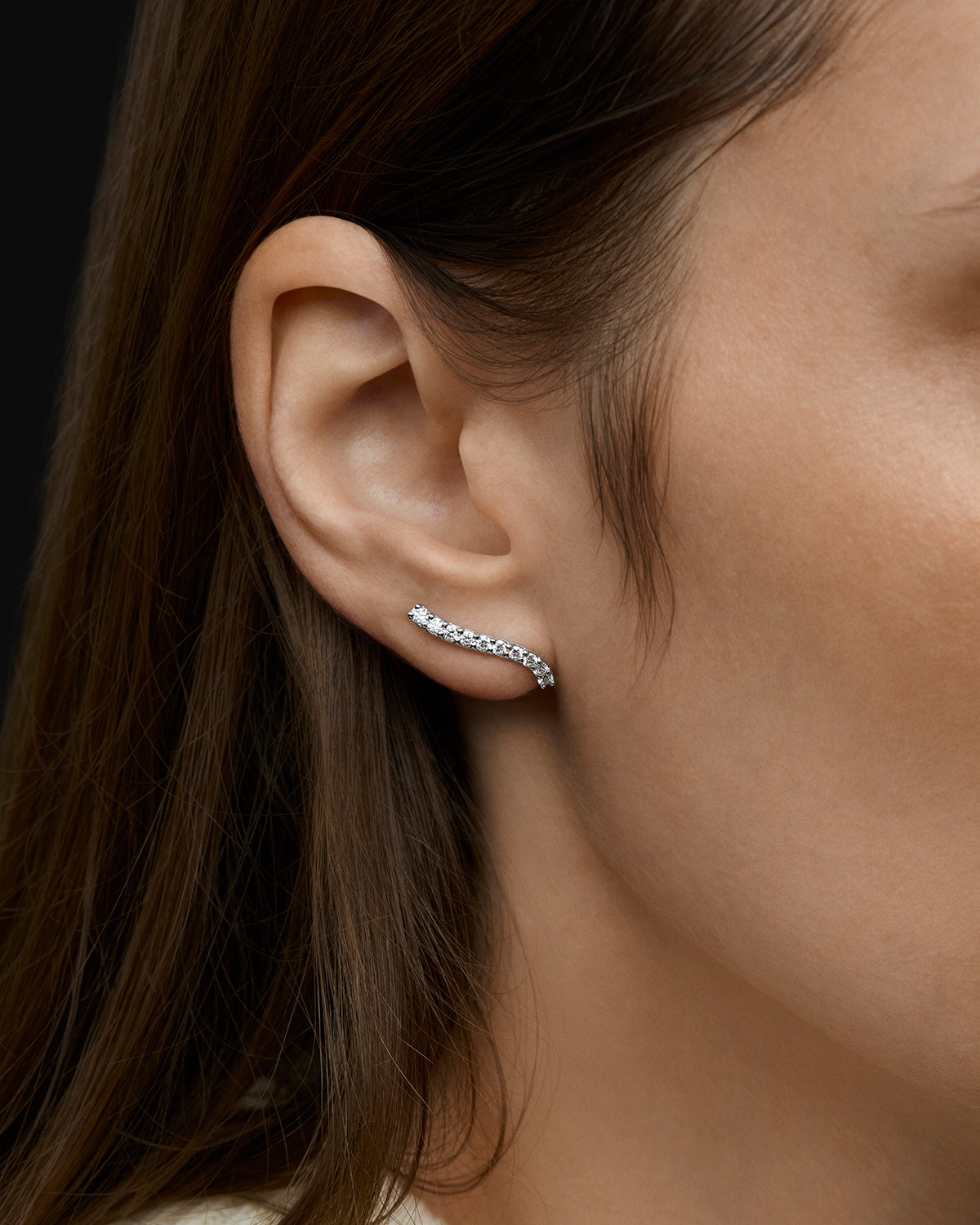 Graceful Fluidity Petite Earrings in White Gold