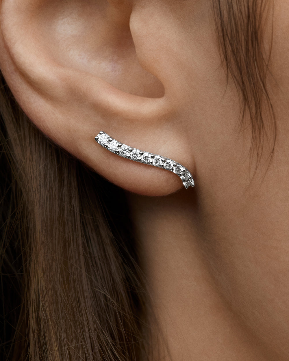 Boucles d’Oreilles Graceful Fluidity Petites en Or Blanc