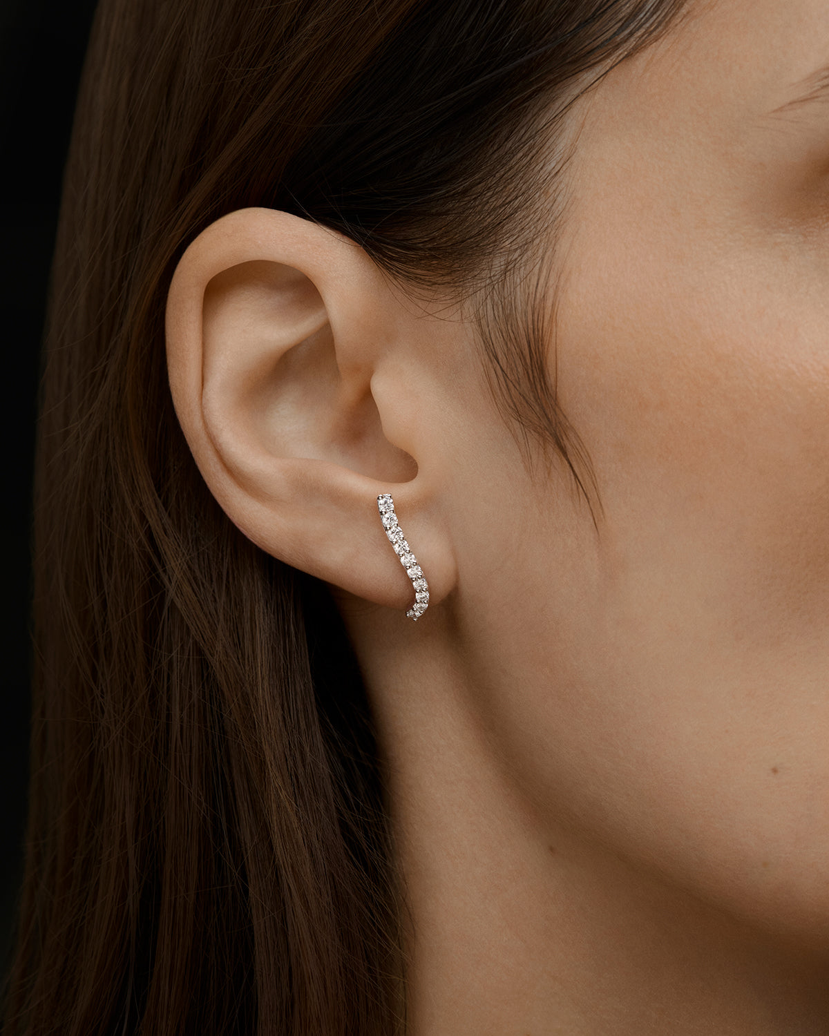 Graceful Fluidity Petite Earrings in White Gold