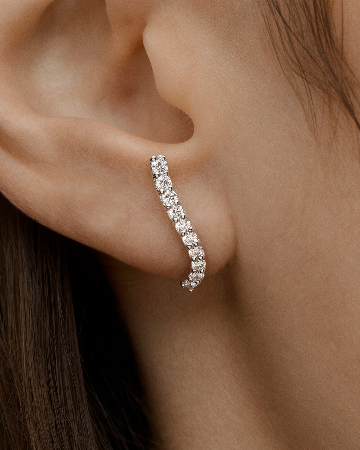 Graceful Fluidity Petite Earrings in White Gold