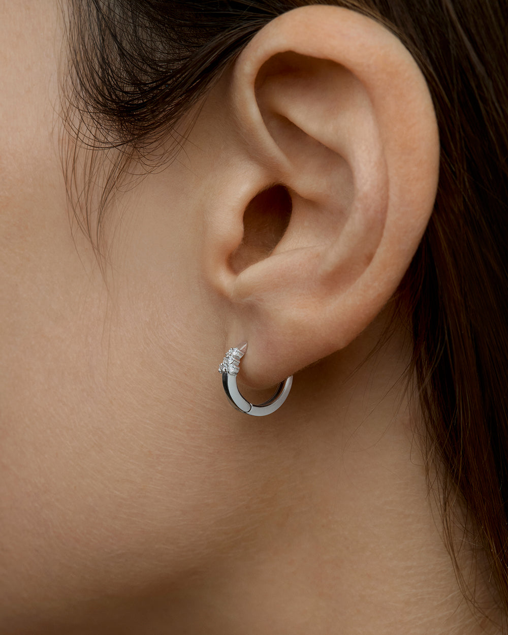 Lumen Accent Diamond Hoops in White Gold
