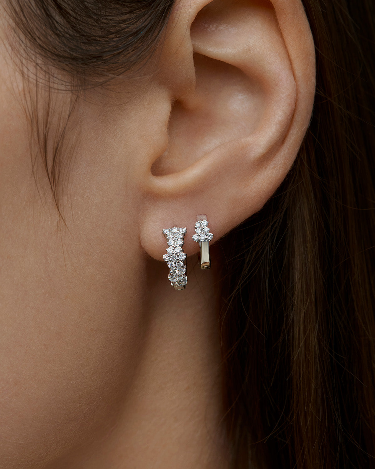 Lumen Accent Diamond Hoops in White Gold