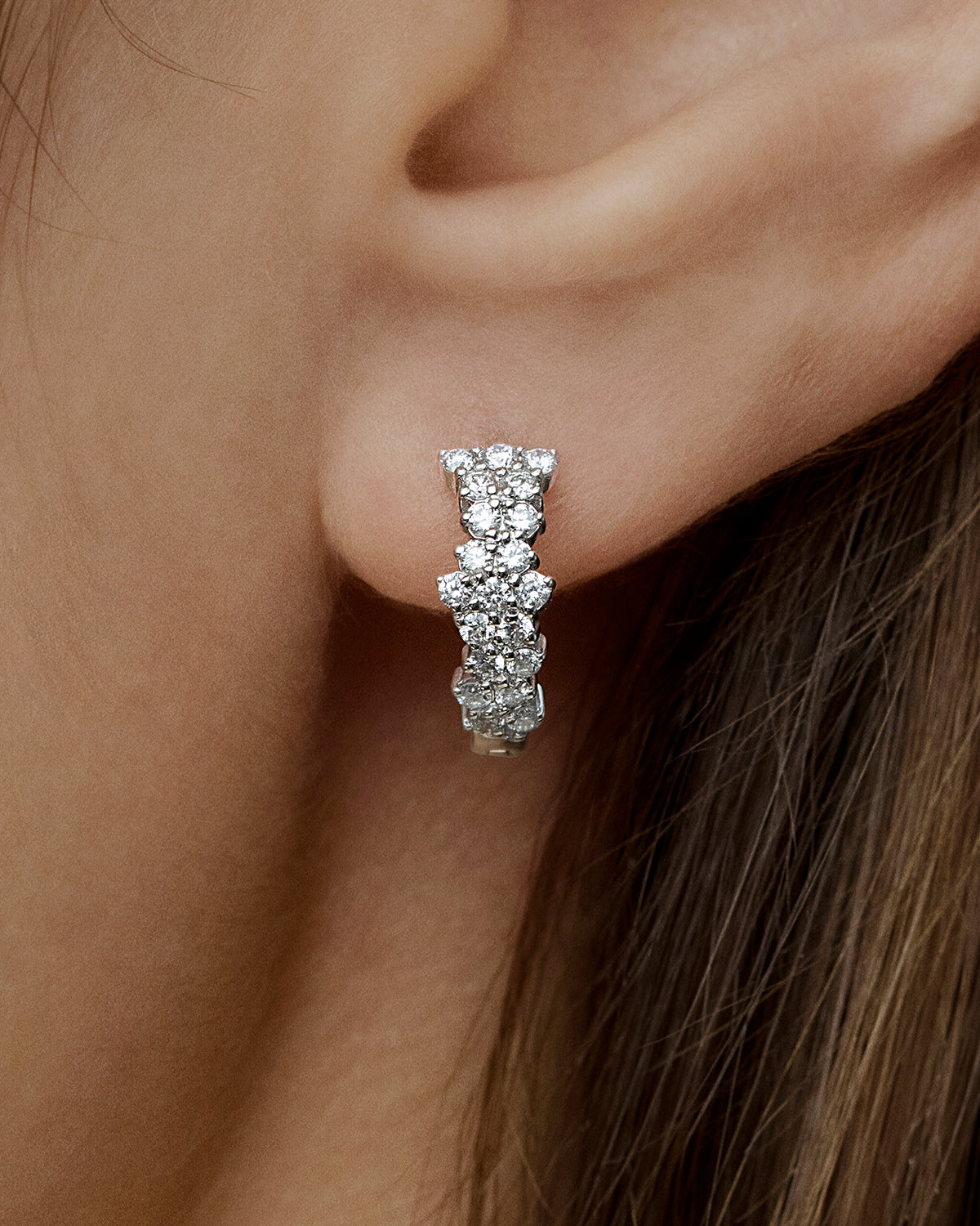 Lumen Full Diamond Hoops in White Gold