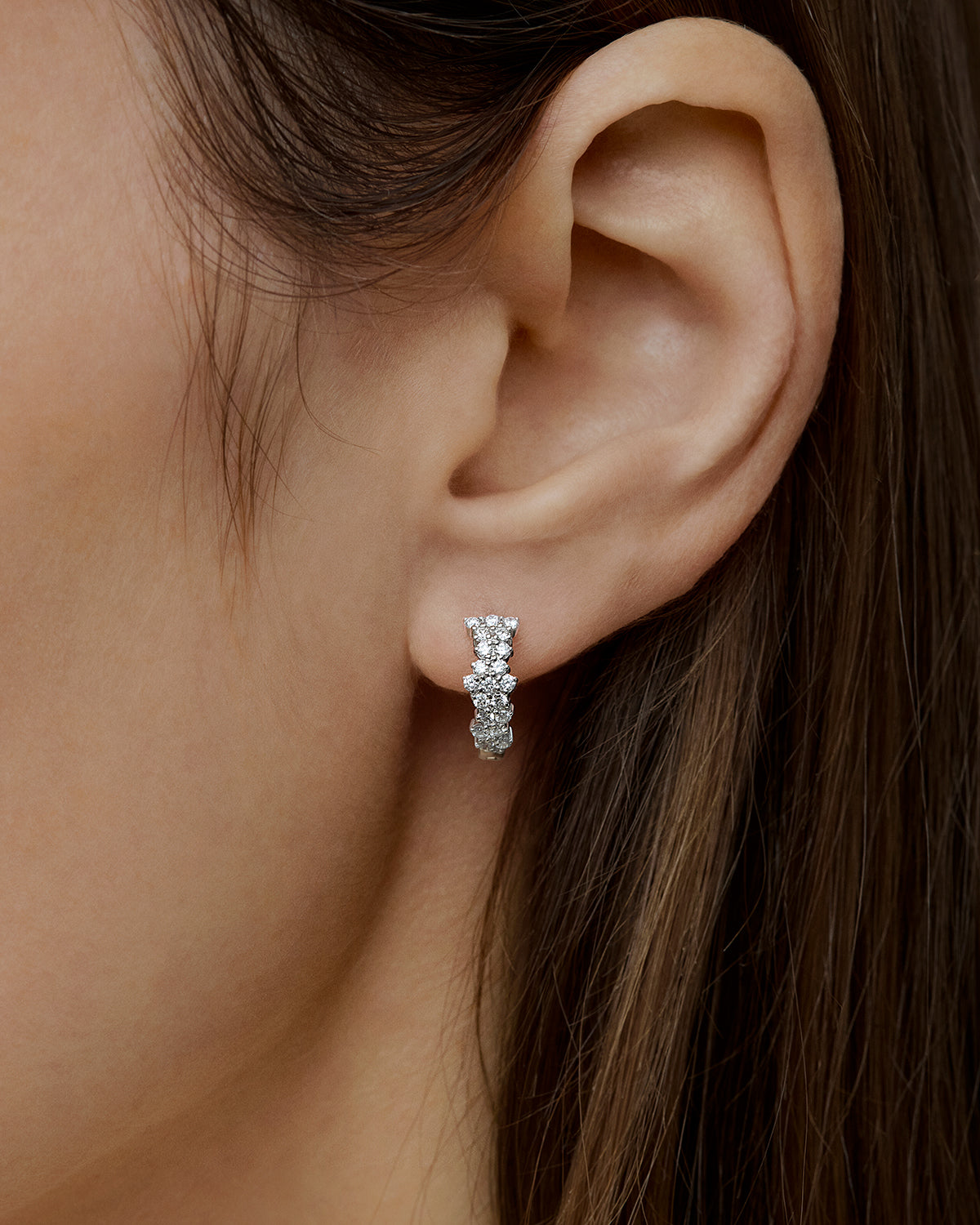 Lumen Full Diamond Hoops in White Gold