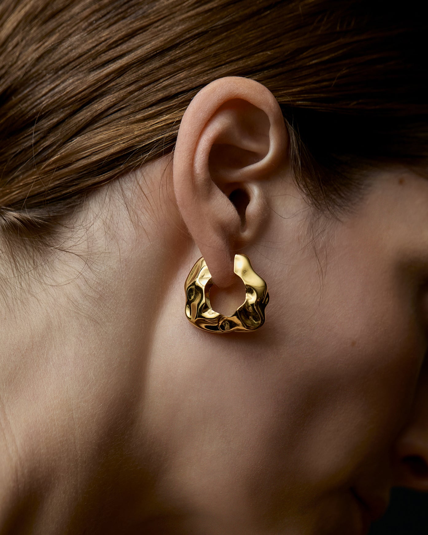 Lunar Large Hinged Earrings In Gold Vermeil