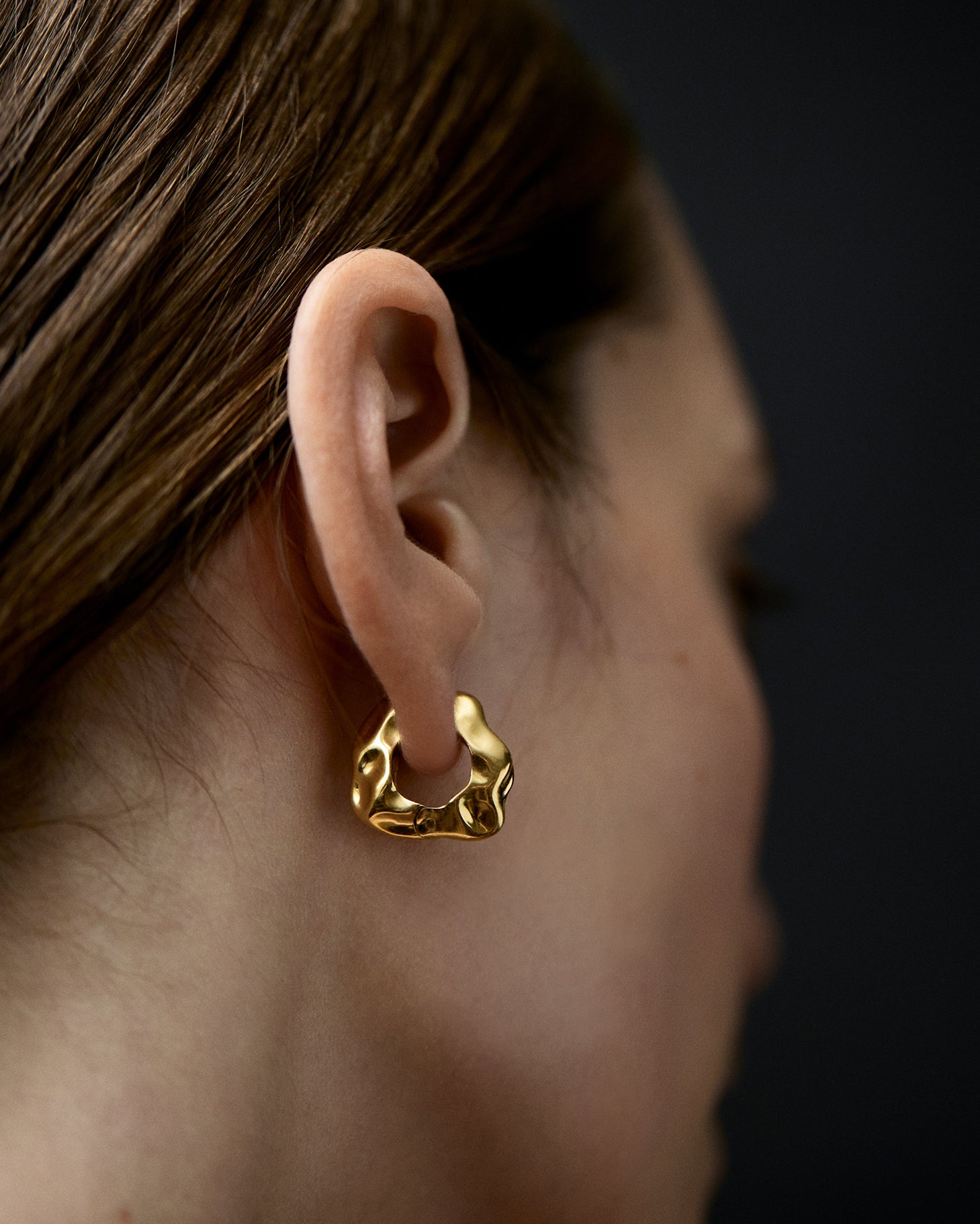 Lunar Medium Hinged Earrings In Gold Vermeil