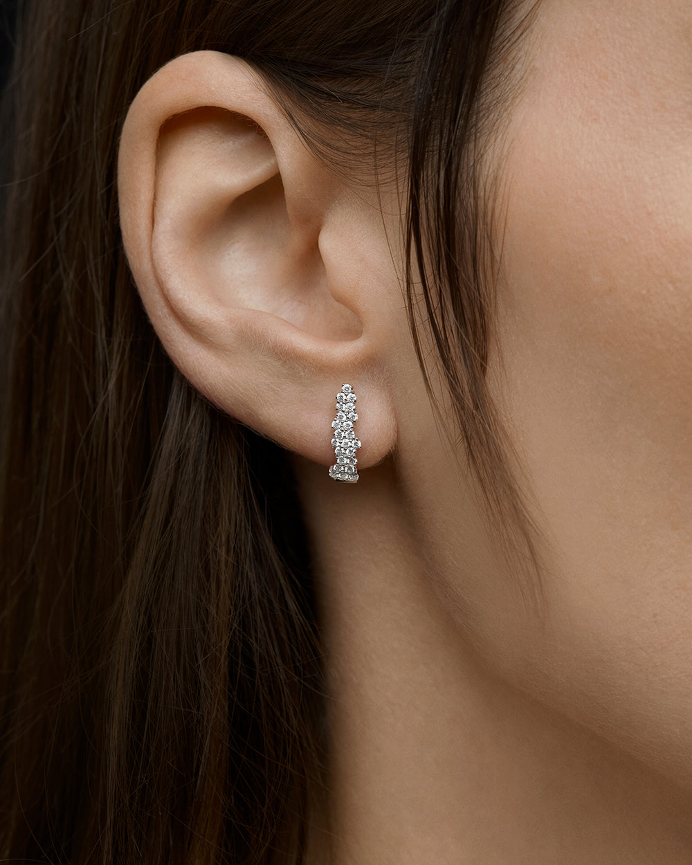 Quiet Intensity Extended Huggie Earrings in White Gold