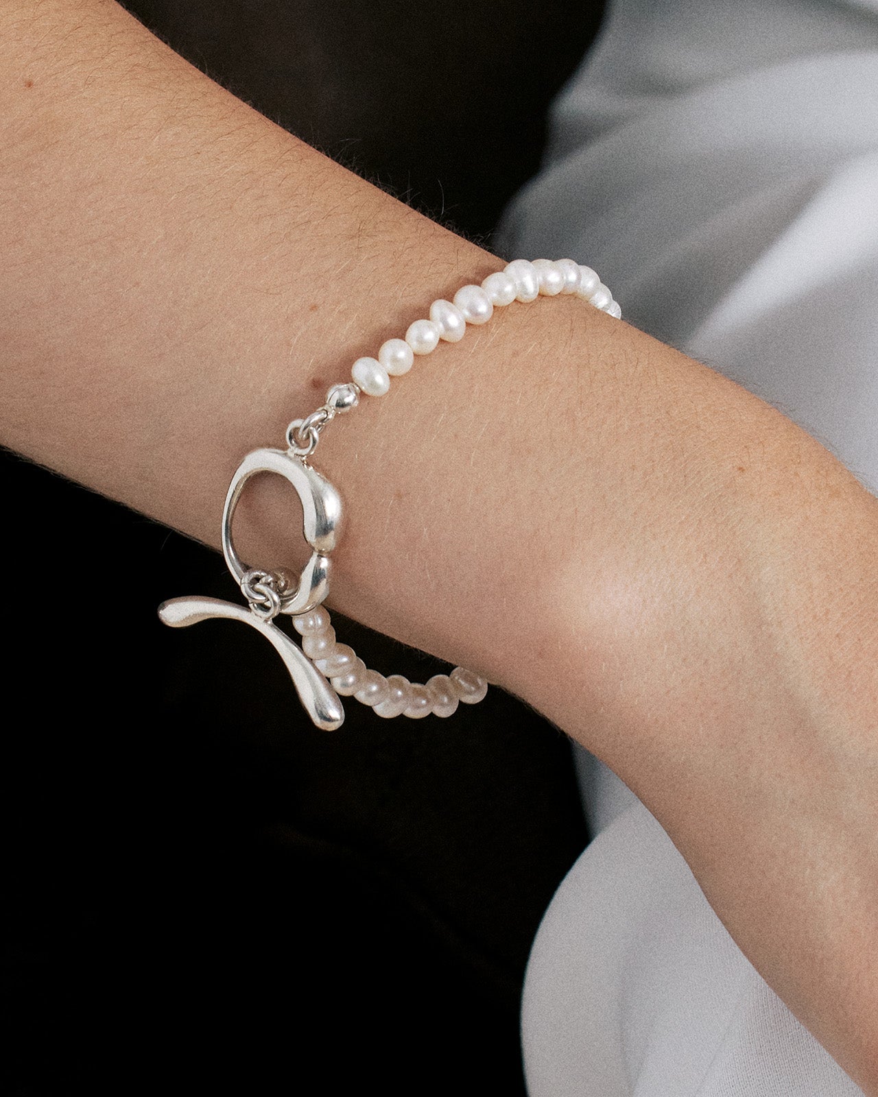 【HYERES LOR】23SS★ H edition White Pearl Bead Bracelet 3mm Small Tiny High Luster AAA+ White Round Minimalist Pearl