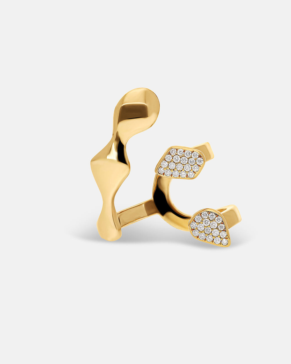 Bague Flux en or massif 18 carats avec diamants pavés
