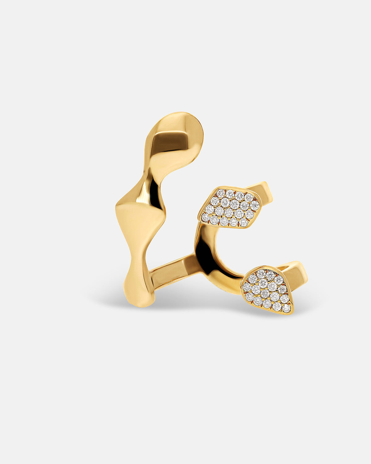 Bague Flux en or massif 18 carats avec diamants pavés