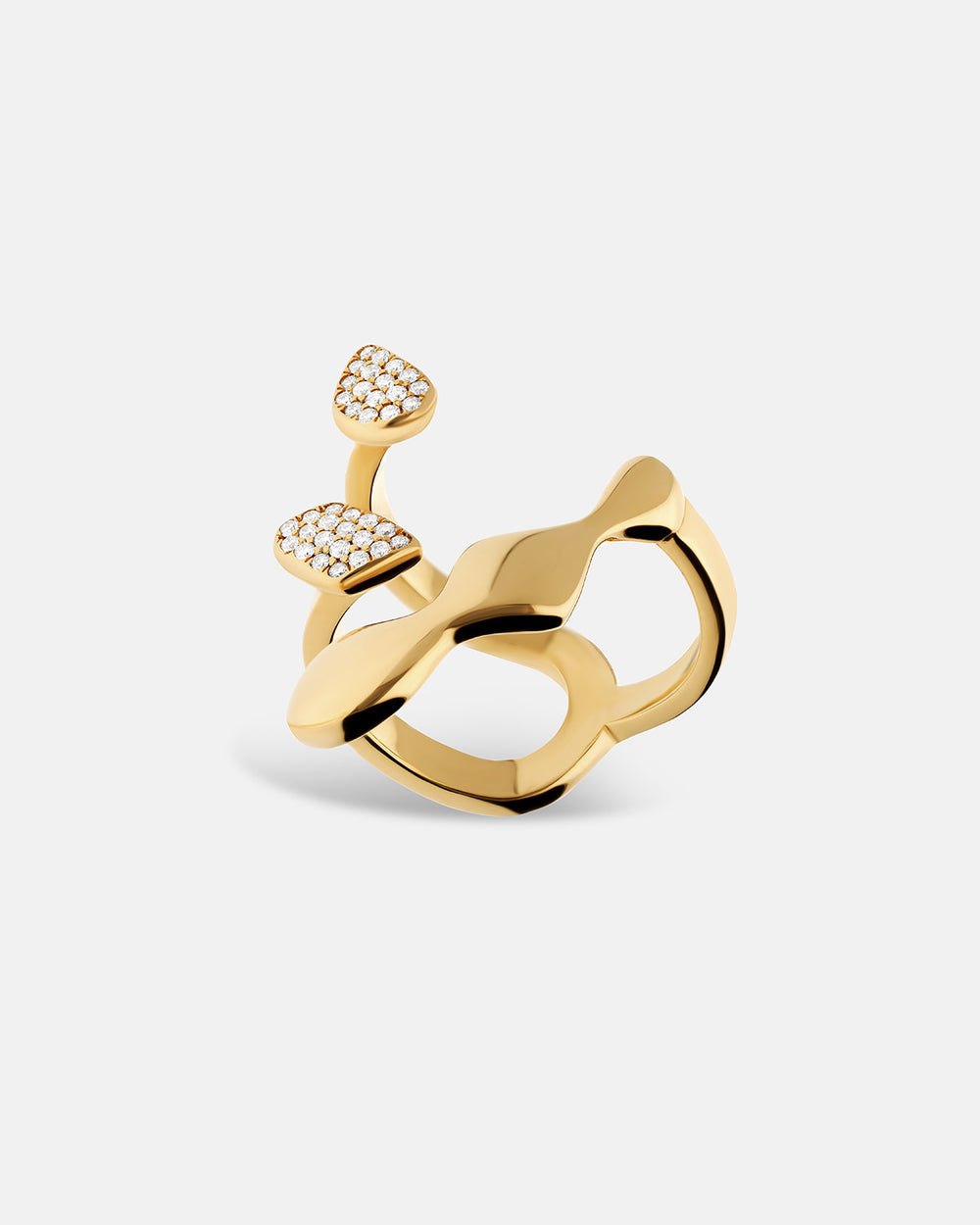 Bague Flux en or massif 18 carats avec diamants pavés