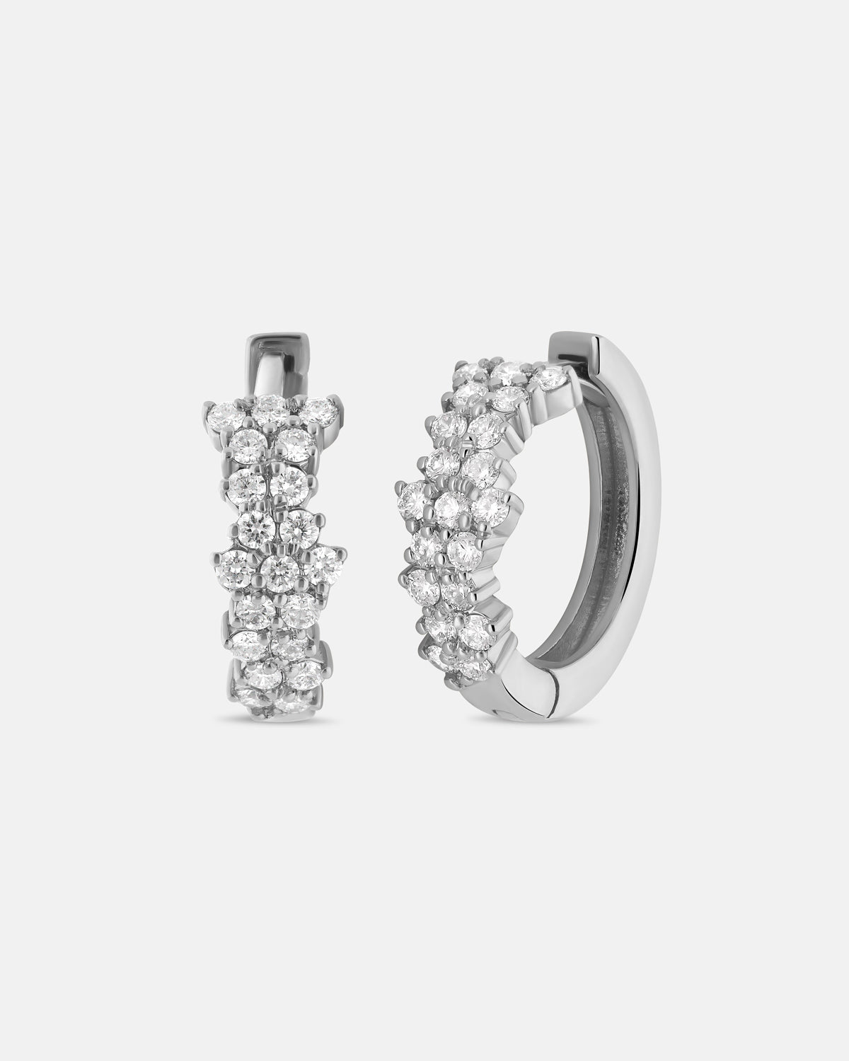 Lumen Full Diamond Hoops in White Gold
