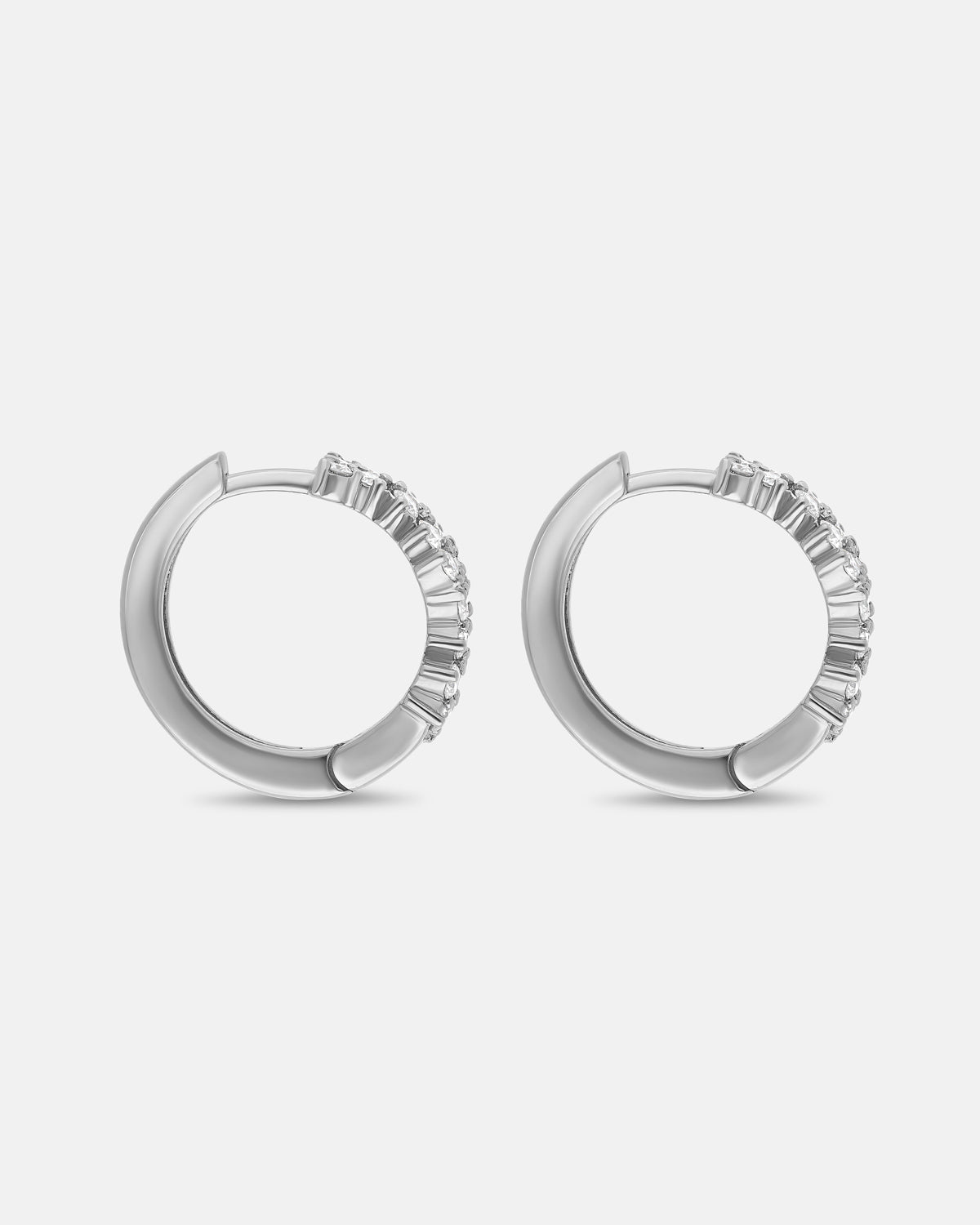 Lumen Full Diamond Hoops in White Gold