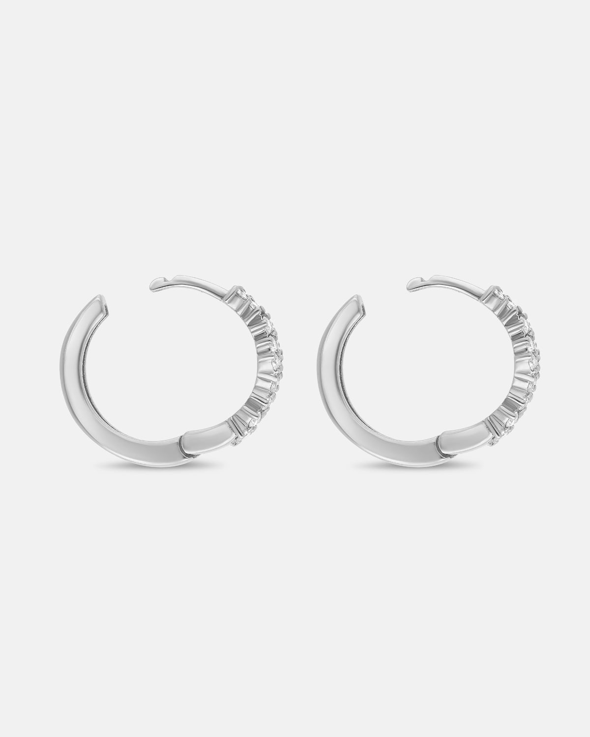 Lumen Full Diamond Hoops in White Gold