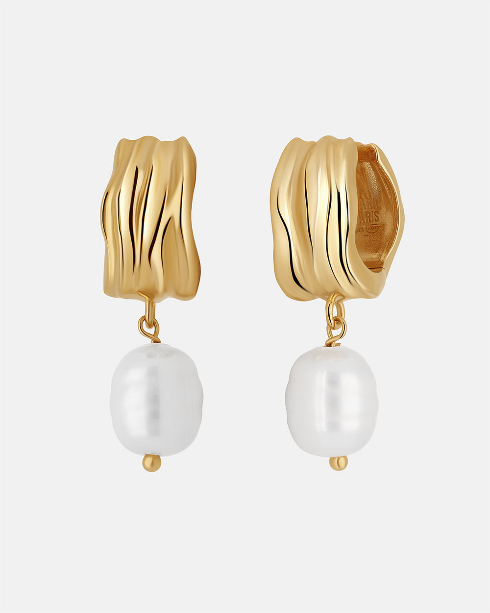 Aurora Pearl Drop Hoops in Gold Vermeil