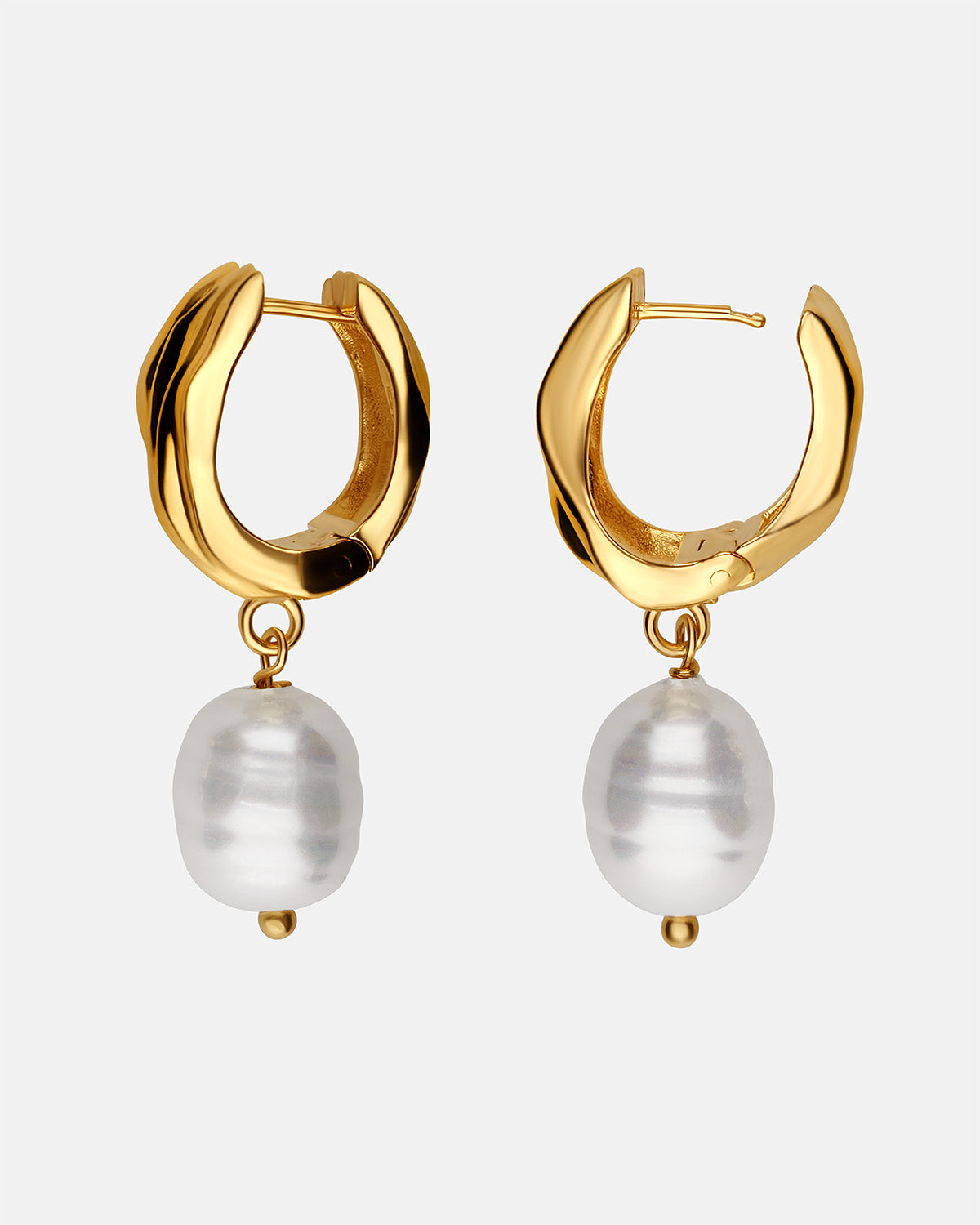 Aurora Pearl Drop Hoops in Gold Vermeil