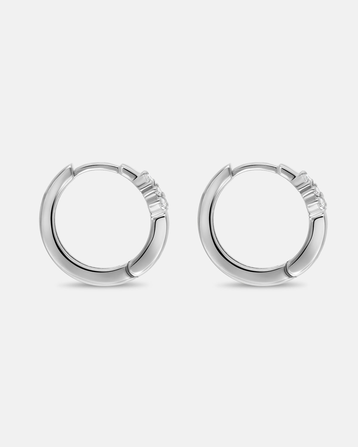 Lumen Accent Diamond Hoops in White Gold