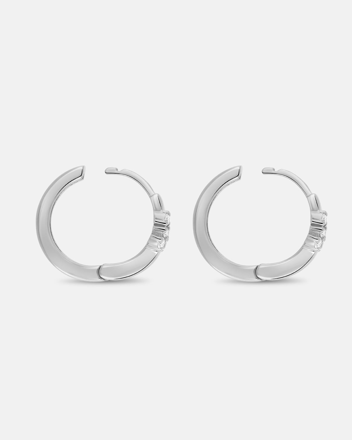Lumen Accent Diamond Hoops in White Gold