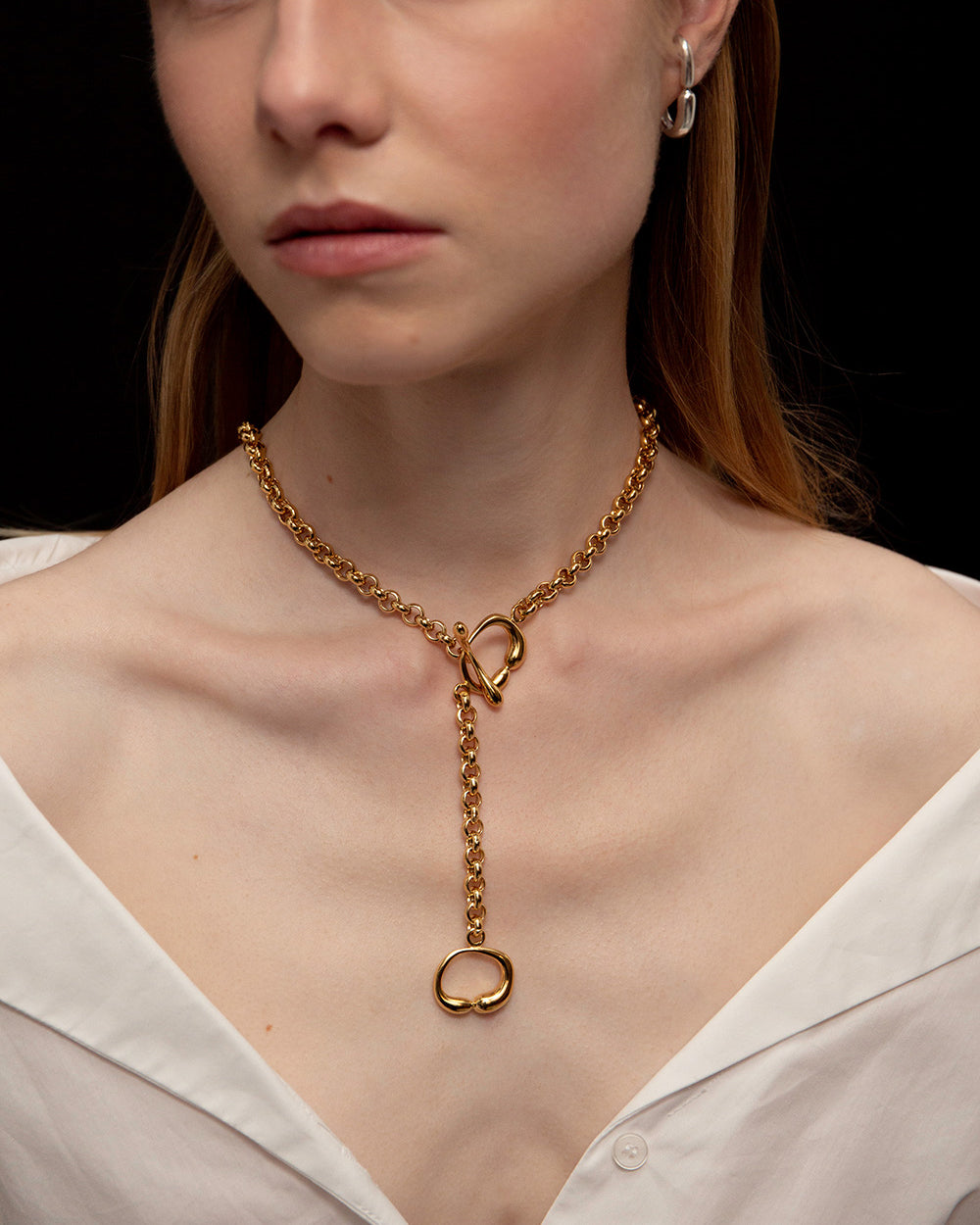 Hope Double Toggle Chain Necklace In Gold Vermeil