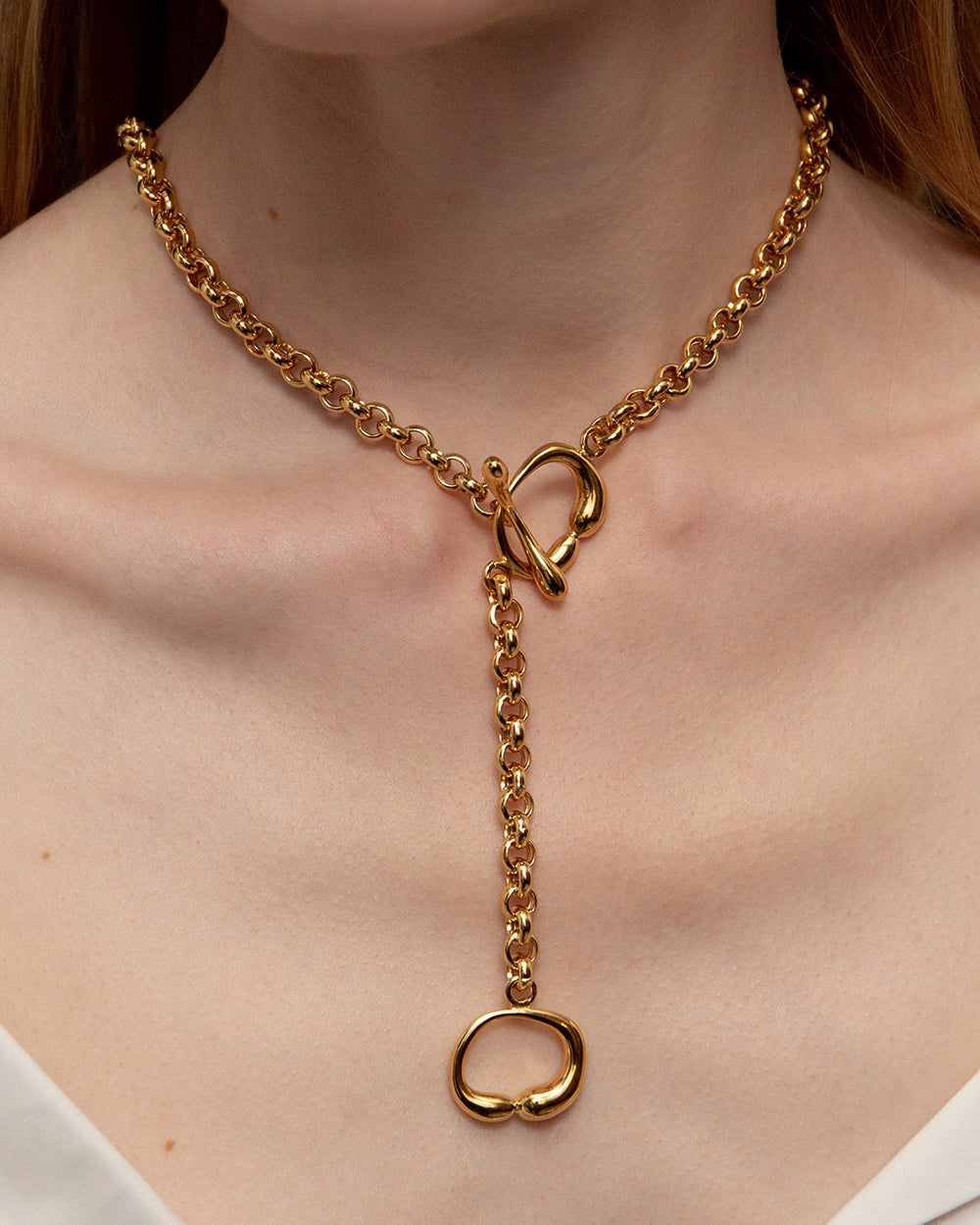 Hope Double Toggle Chain Necklace In Gold Vermeil