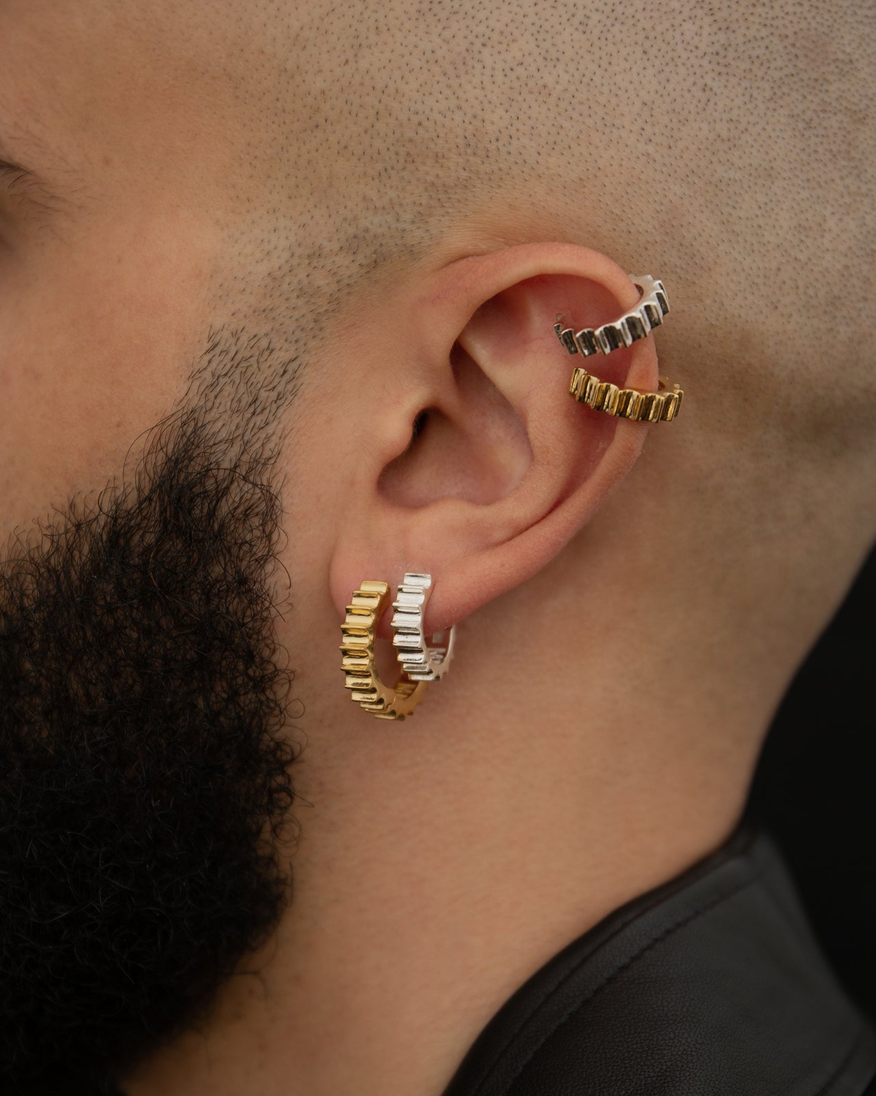 Column Drum Ear Cuff In Gold Vermeil