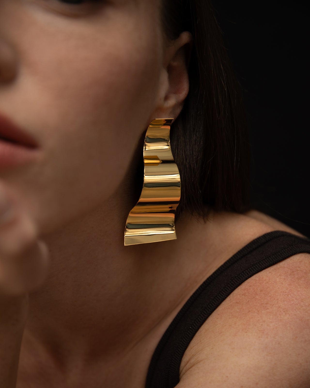 Wave Earrings, Gold Plated