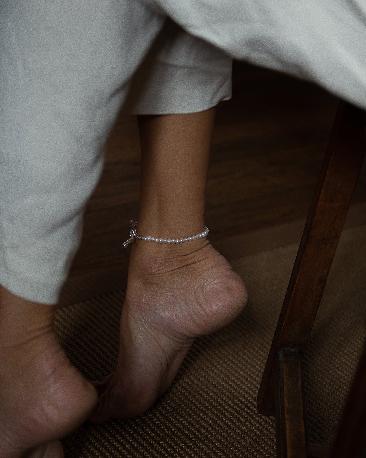 White Pearl Hope Anklet