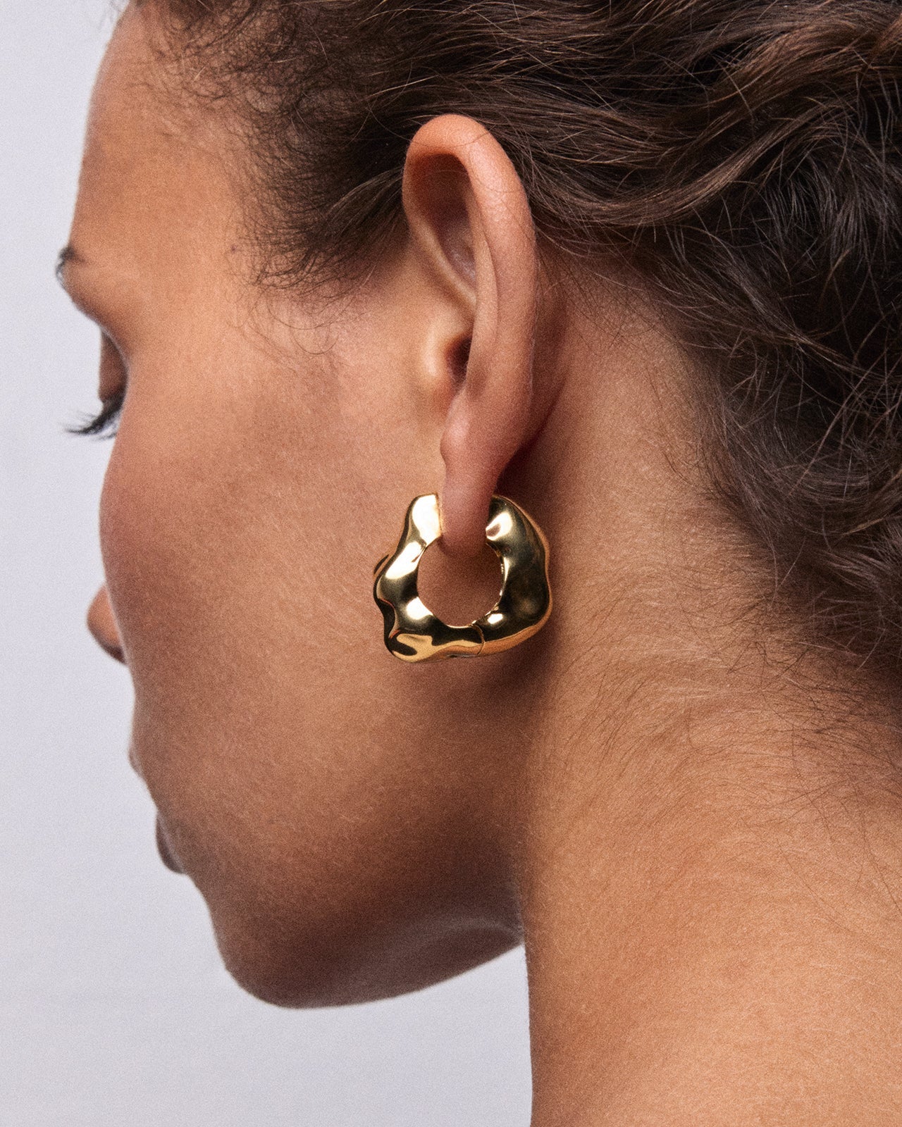 Lunar Large Hinged Earrings In Gold Vermeil