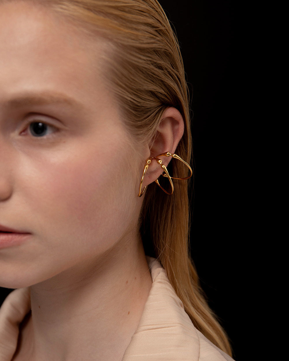 Hope Triple Hoop Ear Cuff In Gold Vermeil