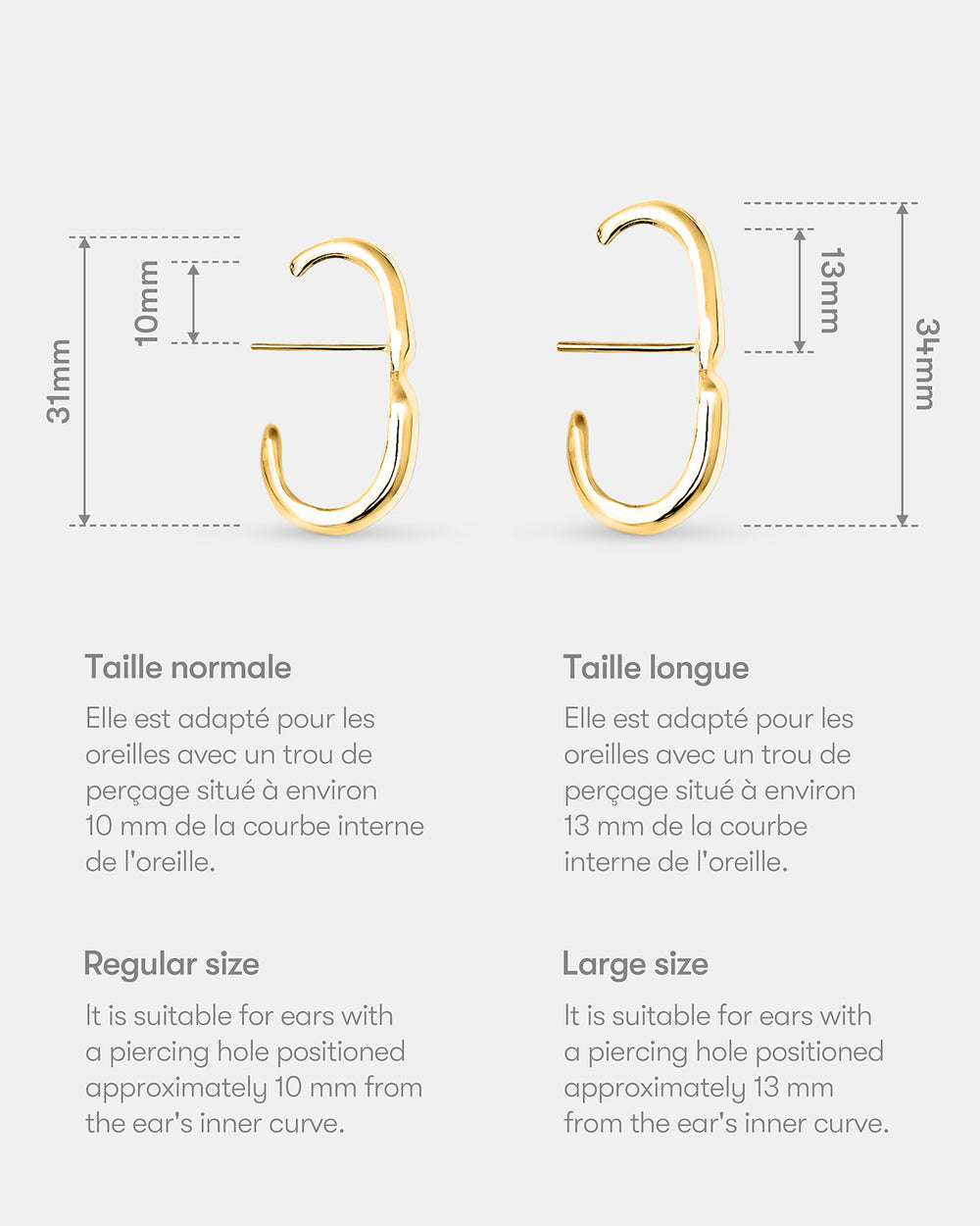 Pendientes Hope Huggie largos en vermeil
