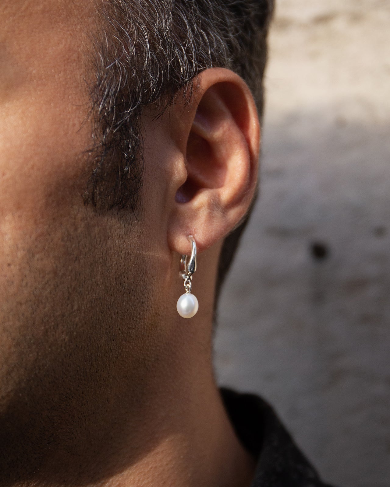 Hope Hoop Earrings With White Freshwater Pearl Drop