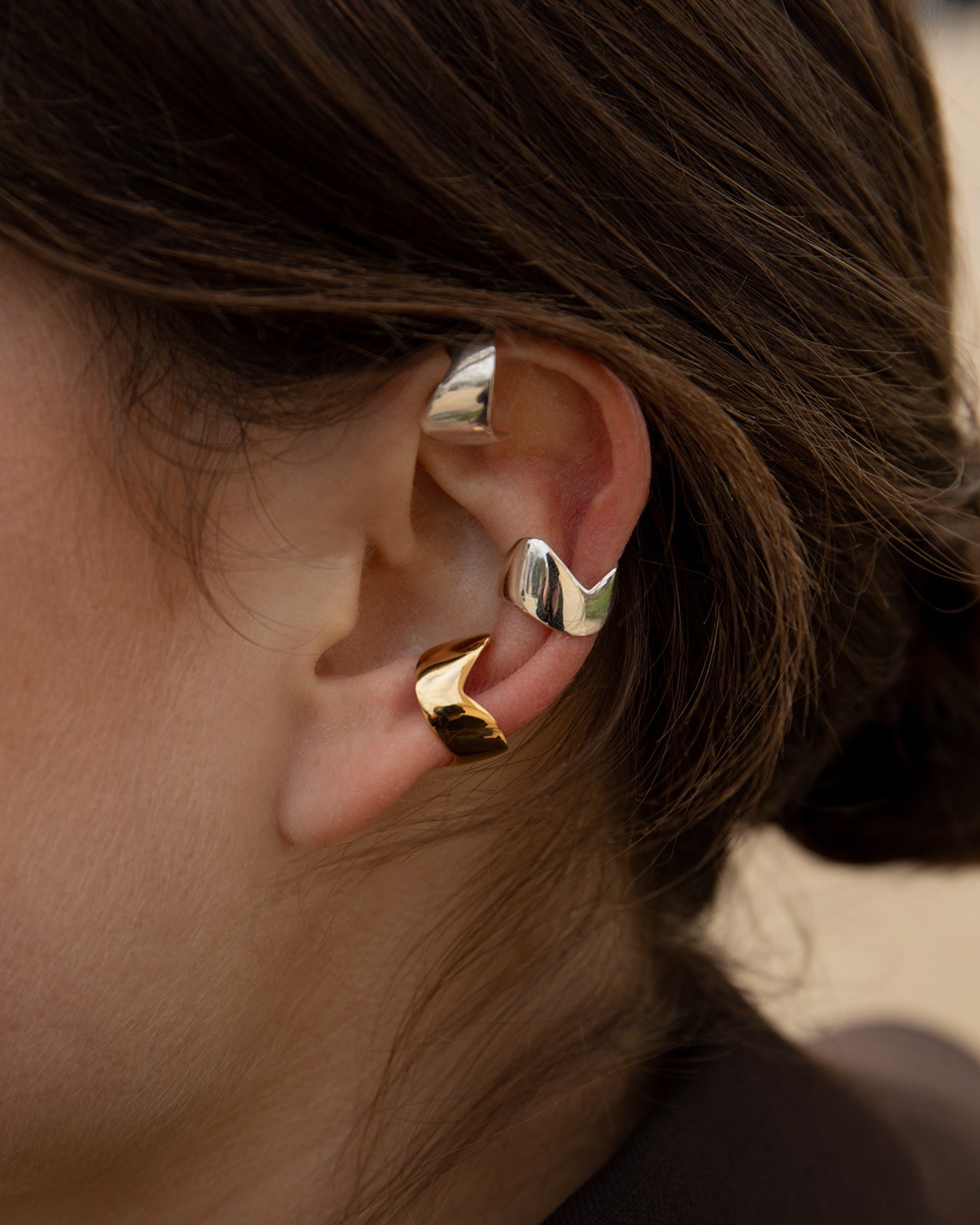 Perfectly Imperfect Band Ear Cuff In Gold Vermeil