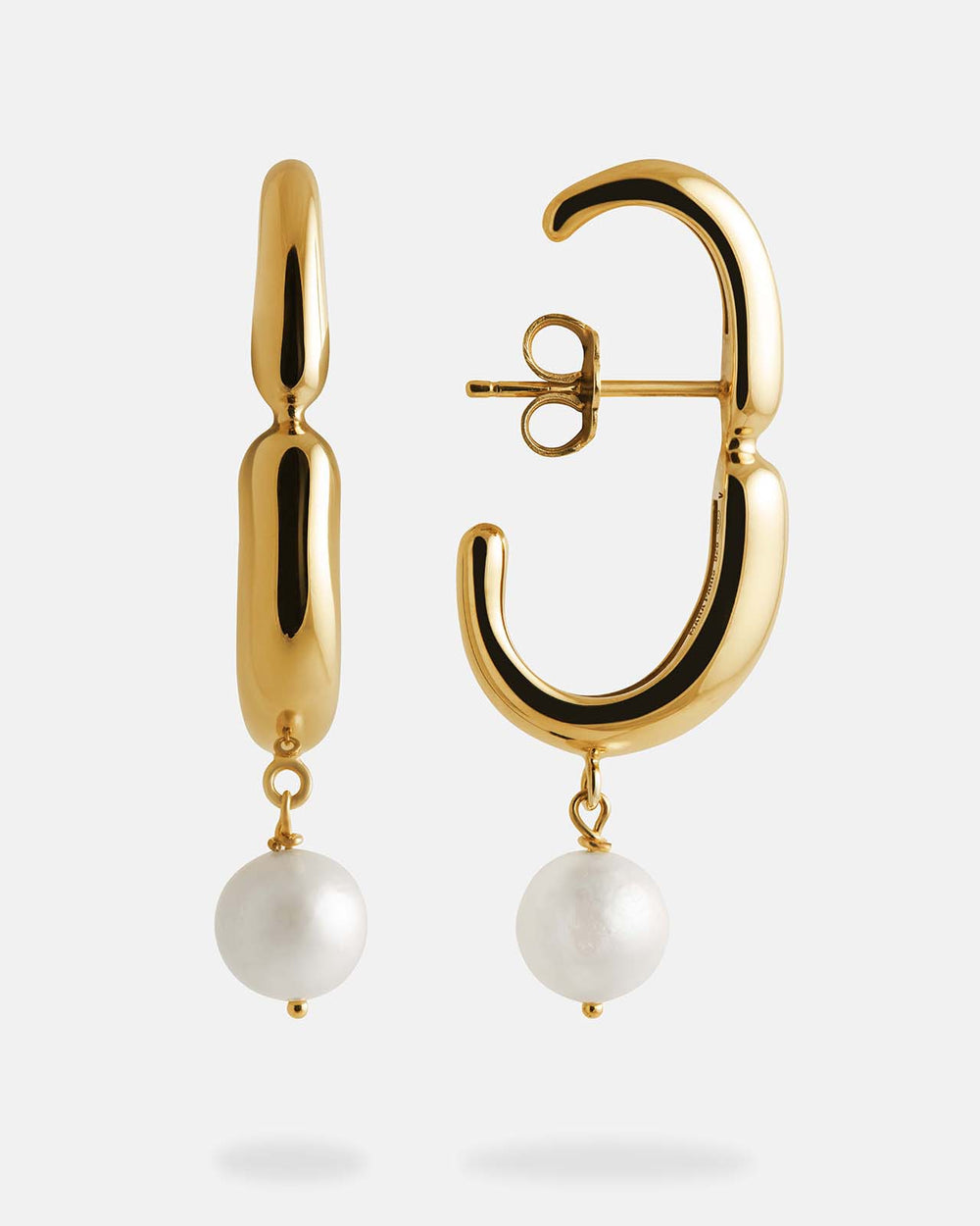 Hope Huggie Earrings In Gold Vermeil With White Pearl