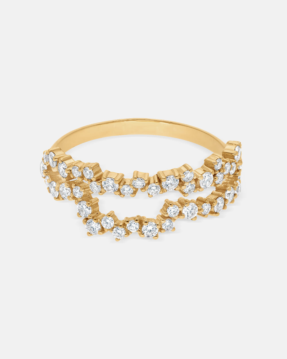Groove Ring with Diamonds