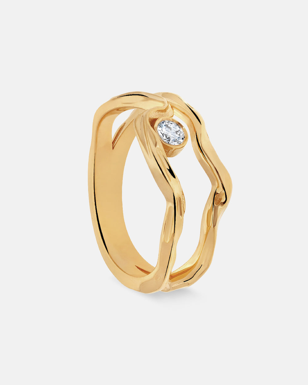 Groove Solitaire Diamond Ring